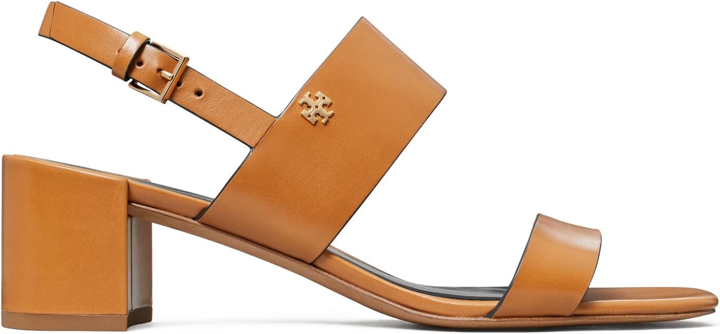 Туфли Tory Burch Women's 50 mm Double T Heel Sandals, Caramel Corn/Perfect Black — фото 3