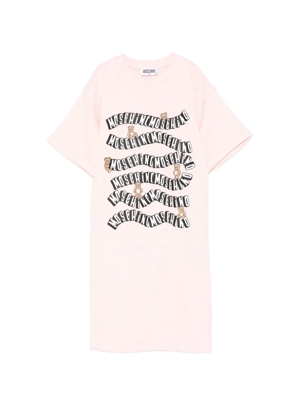 Платье с логотипом плюшевого медведя Moschino Kids, розовый