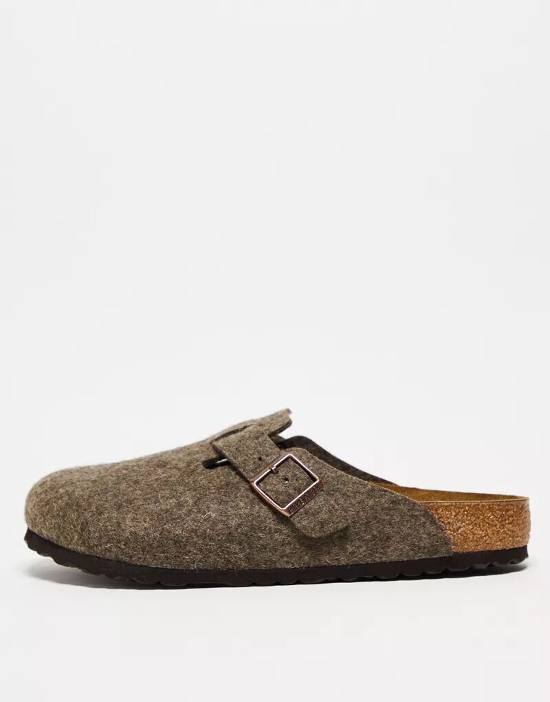 Шерстяные сабо Birkenstock Boston коричневого цвета какао