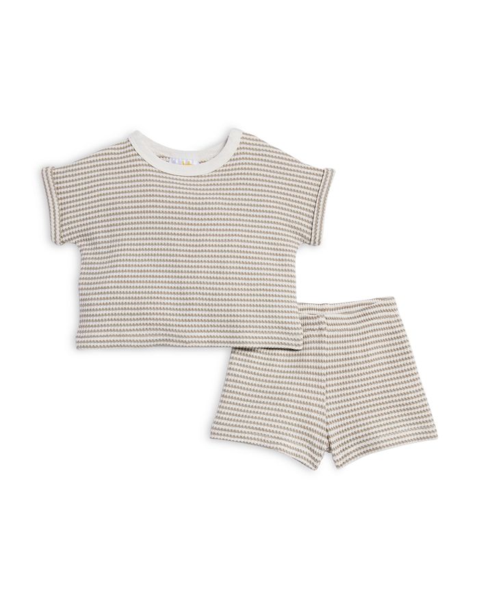 

Комплект для мальчиков: полосатая кофта и шорты из вафельной ткани, Baby - Exclusive Bloomie's Baby, серый