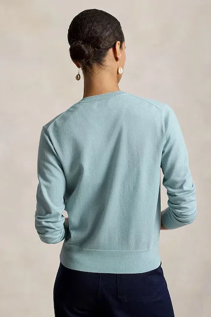 Кардиган из хлопка модель с застежкой Polo Ralph Lauren, бирюзовый — фото 2