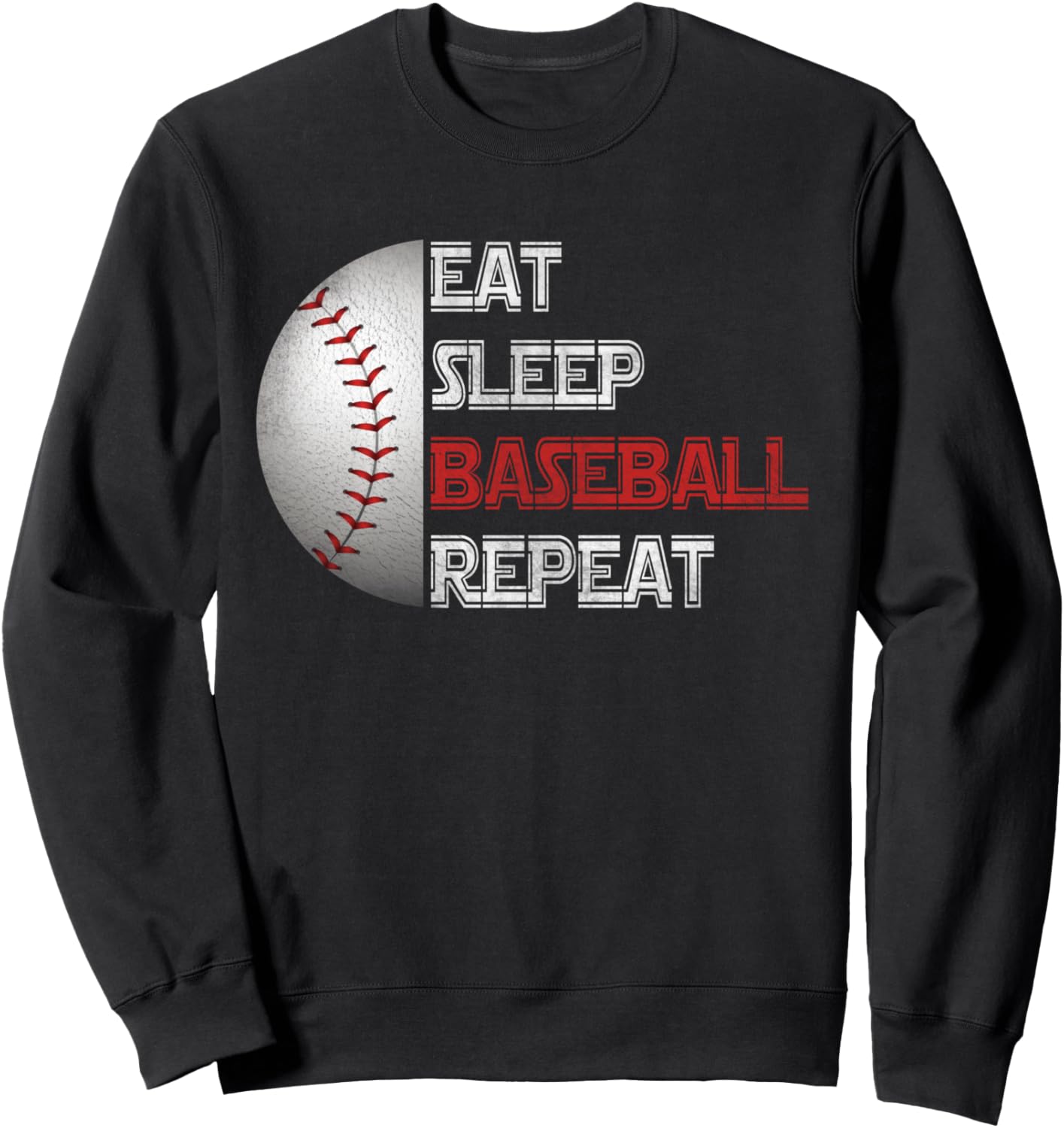 

Ешь, спи, бейсбол, повторяй, красный бейсболист, забавная винтажная толстовка Eat Sleep Baseball Repeat Fan Gifts Vintage Design