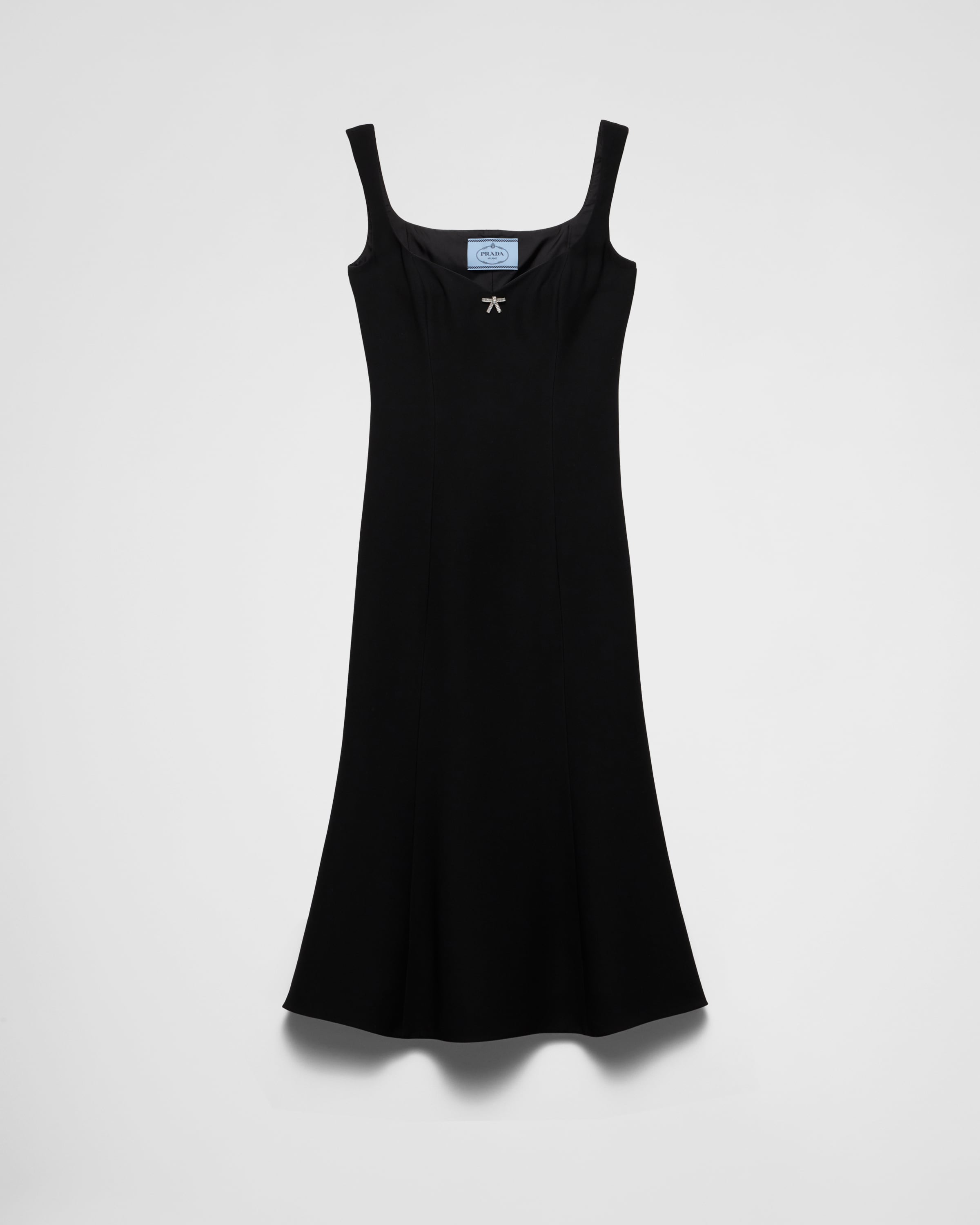 

Платье из кадди с вышивкой Prada, черный