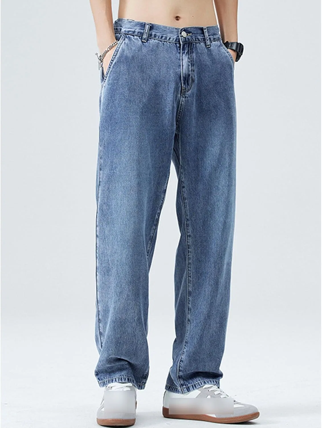 Джинсы свободные, Men's Non-Stretch Baggy Jean, синий — фото 4