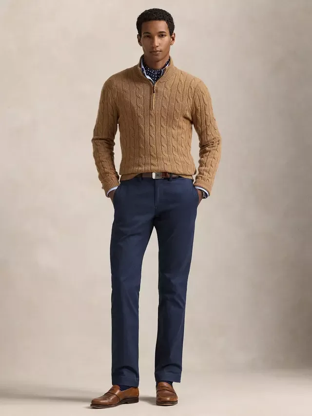 Брюки Bedford из смесовой хлопковой ткани, цвет Морской Ralph Lauren — фото 4