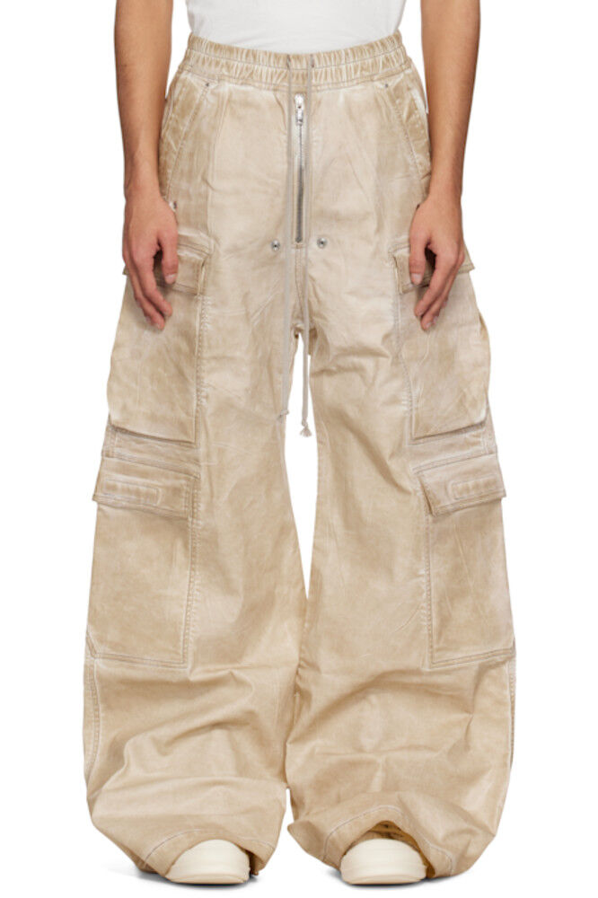 

Бежевые брюки Hollywood Double Cargo Jumbo Belas Denim Rick Owens DRKSHDW