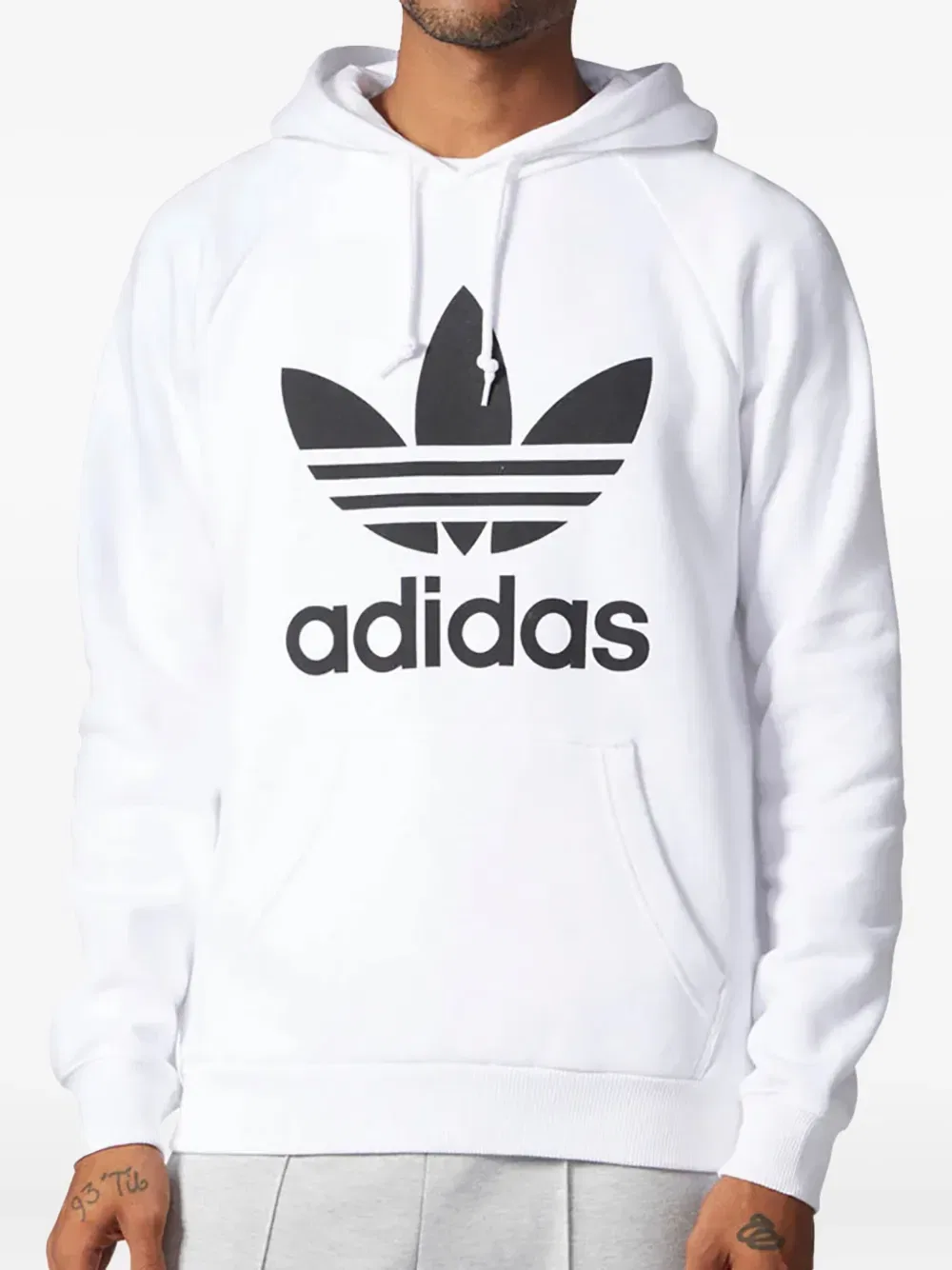 Худи с принтом в виде трилистника Adidas, белый