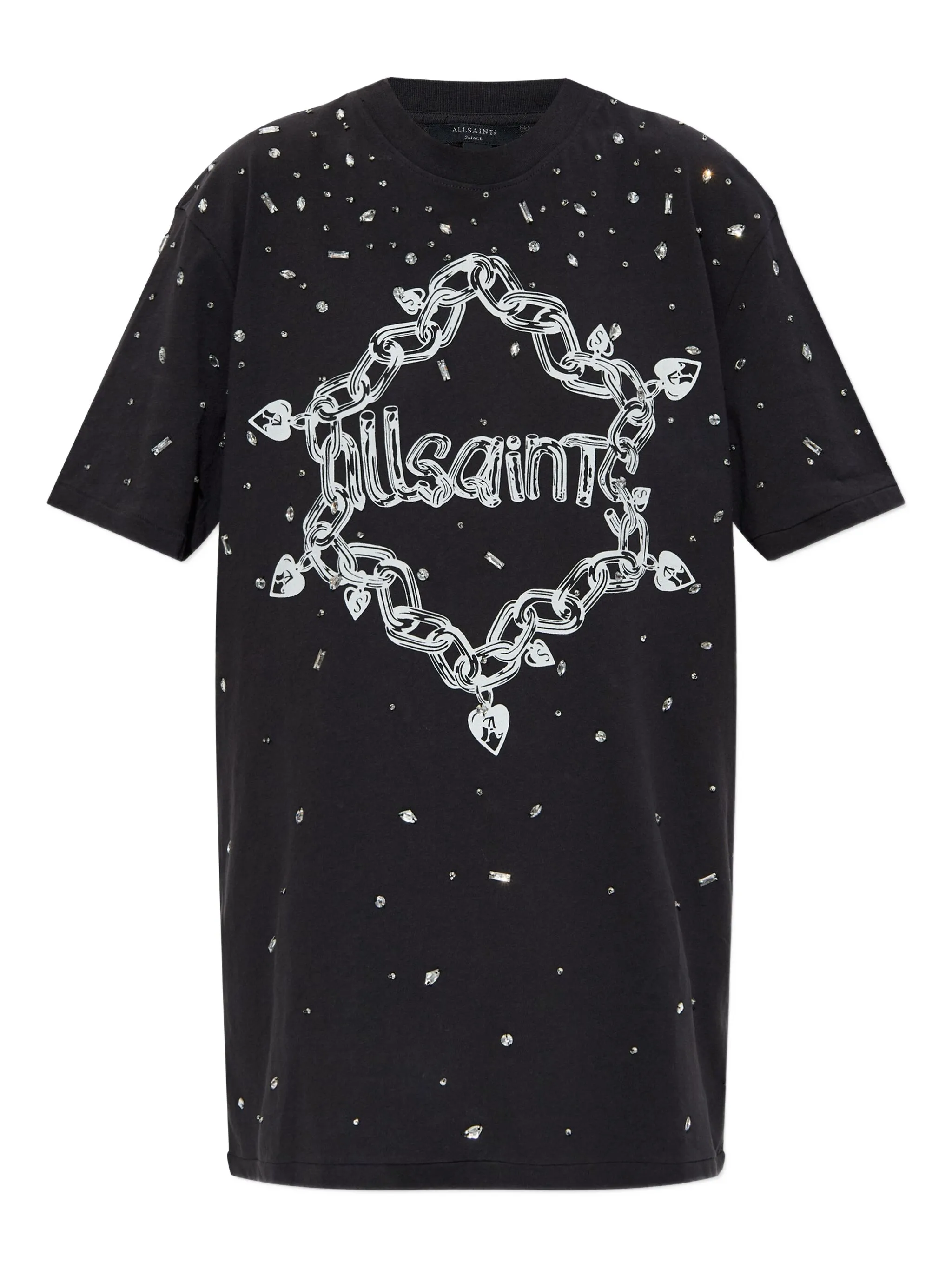 

Декорированное платье мини Drip Scatter Allsaints, черный