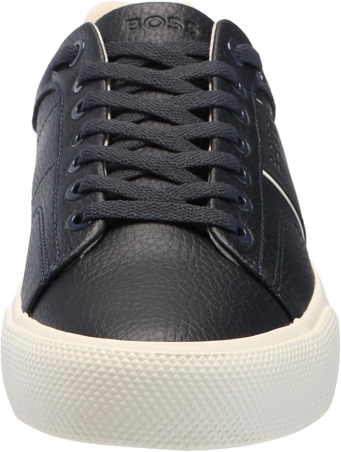 BOSS мужские кожаные кроссовки Aiden Logo Block низкие, Blueberry Blue — фото 2