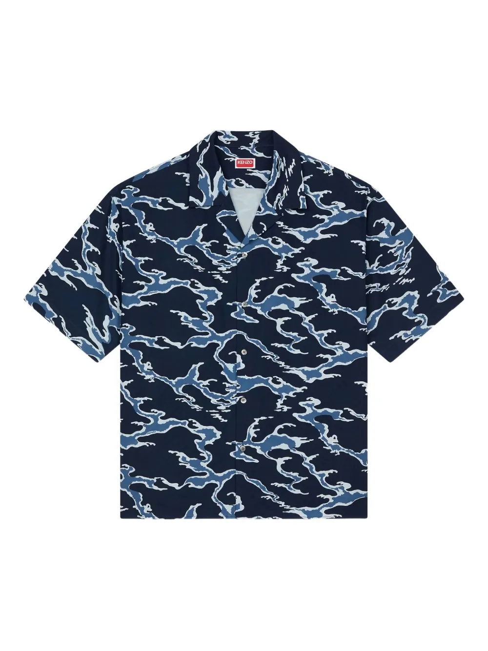 

Рубашка с короткими рукавами и принтом "волны" Kenzo, синий
