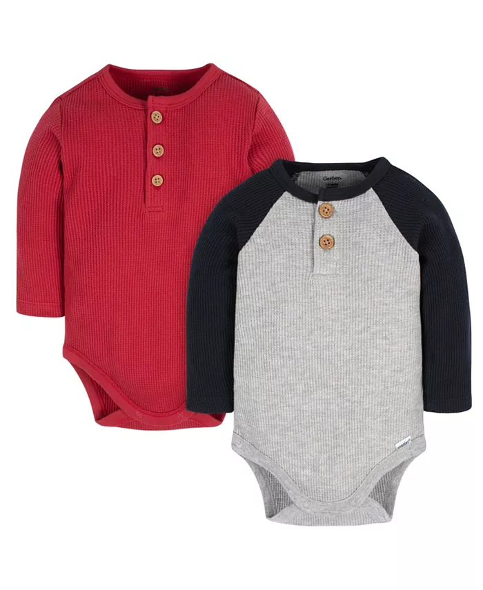 

Боди для мальчиков с длинным рукавом в стиле Henley, 2 шт Gerber, красный