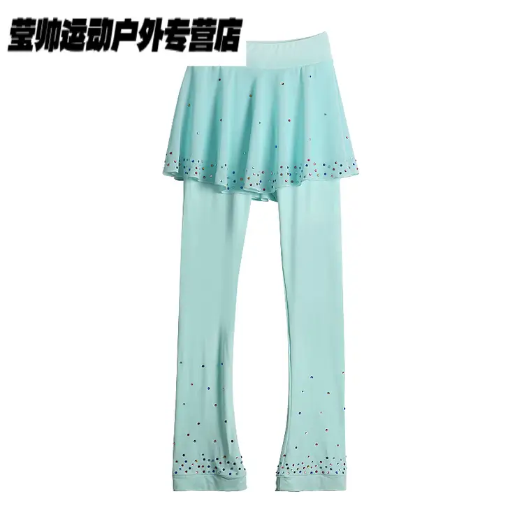 

HEAD Тренировочный костюм для фигурного катания для девочек, комплект для катания на льду с утепленной флисом кофтой и юбкой, юбка с защитой для бедер цвета mint с 9 нашивками, размер XL