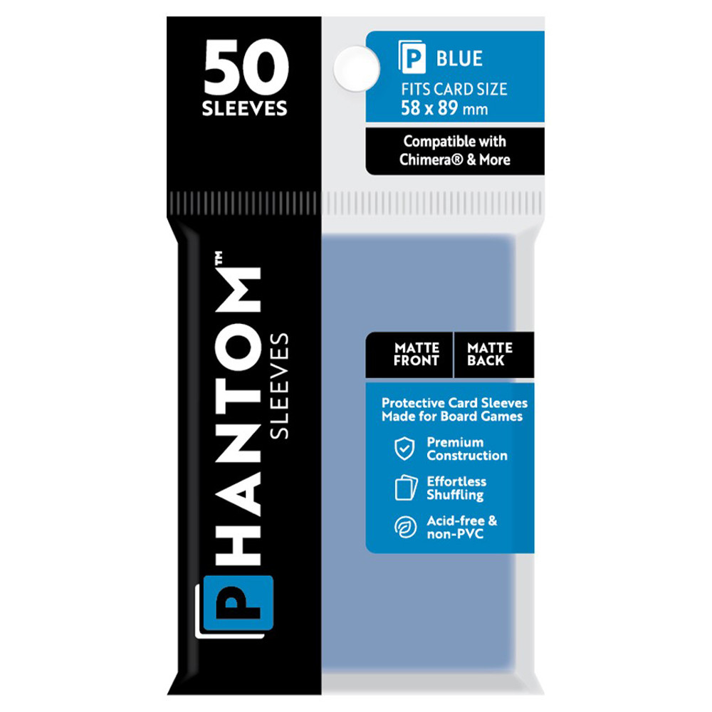 

Аксессуары Capstone Games Phantom Sleeves: Blue Size 58 x 89mm - Matte/Matte (50)