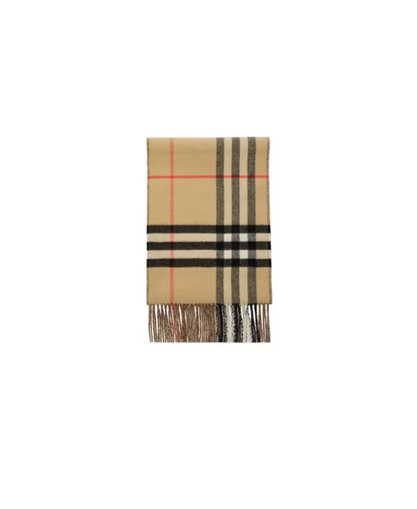 Кашемировый шарф с контрастной клеткой Burberry, коричневый — фото 4