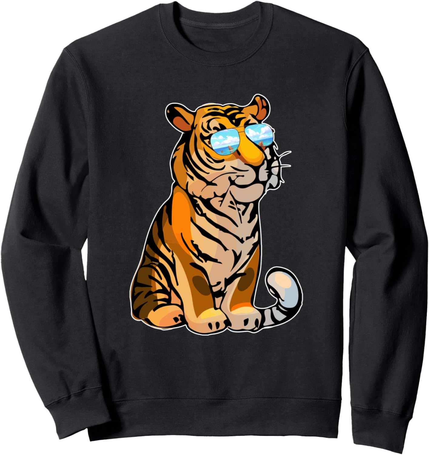 

Толстовка с изображением тигра в пляжных солнцезащитных очках, черная (black 19-3911tcx), размер S Tiger Beach Lover - Dressedforduty