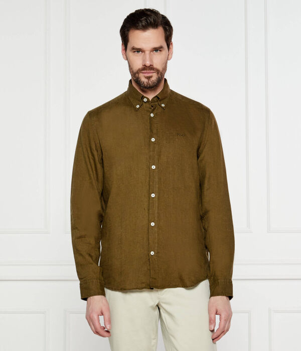 

Льняная рубашка h-liam-bd-e-c1-243 Regular fit Boss, серый
