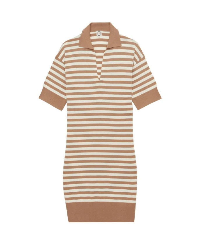 

Хлопковое полосатое платье Ocãane Ines De La Fressange Paris, бежевый