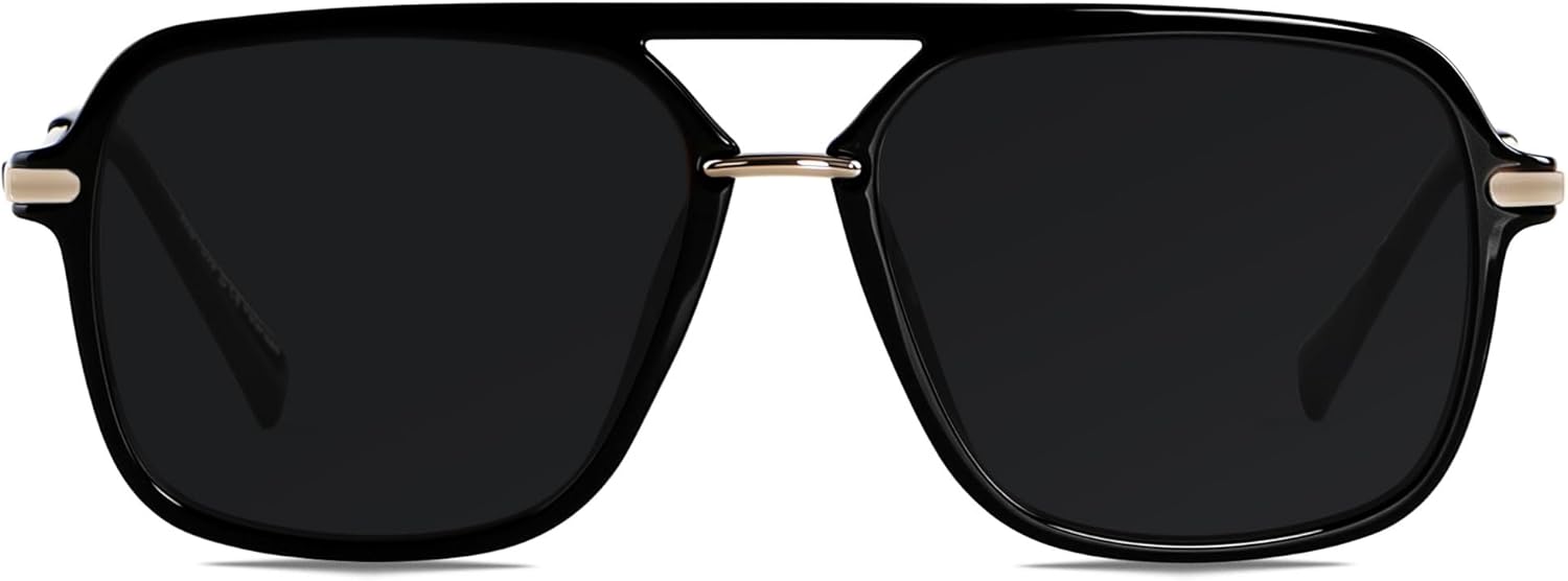 

Солнцезащитные очки ANDWOOD в стиле ретро, ​​квадратные, для женщин и мужчин, поляризованные, модные, в стиле авиатор 90-х, пилотные, Super Dark Black | Polarized Category 4 Lens