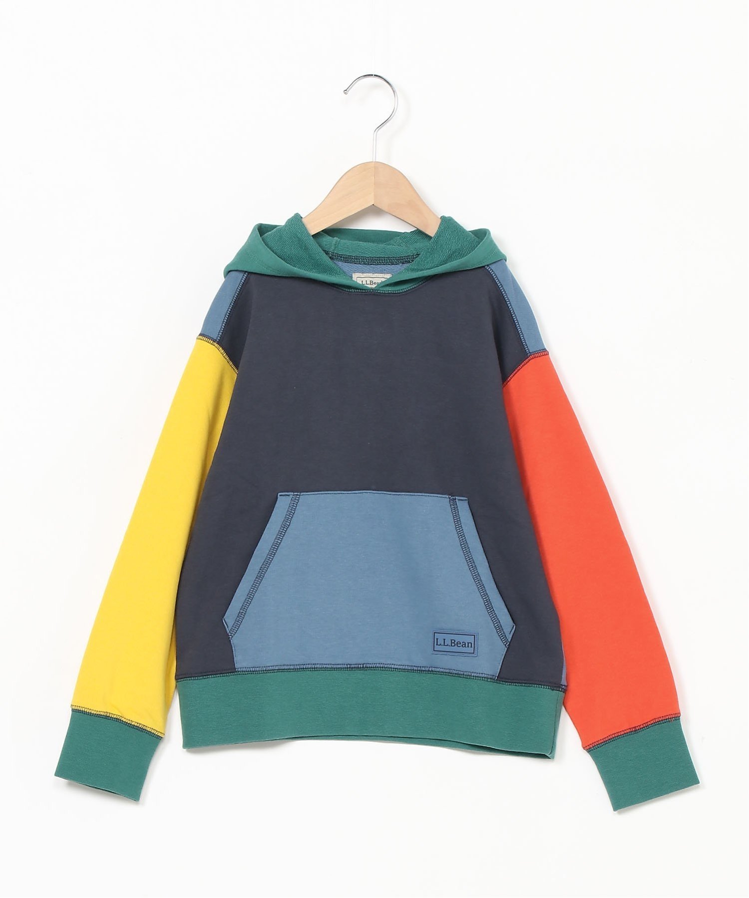 Детская спортивная толстовка с капюшоном, с цветовыми блоками L.L.Bean, CrbnNvyClrbl — фото 2