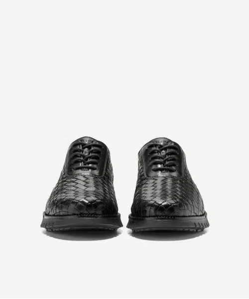 Мужские туфли оксфорды Cole Haan из кожи с плетением ZeroGrand чёрные — фото 4