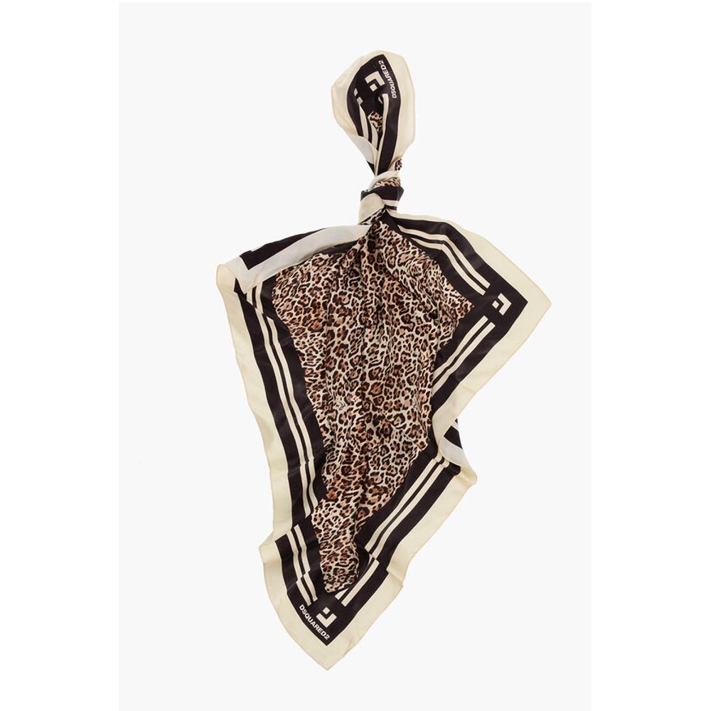 

Шелковый платок с анималистичным узором Dsquared2, Brown