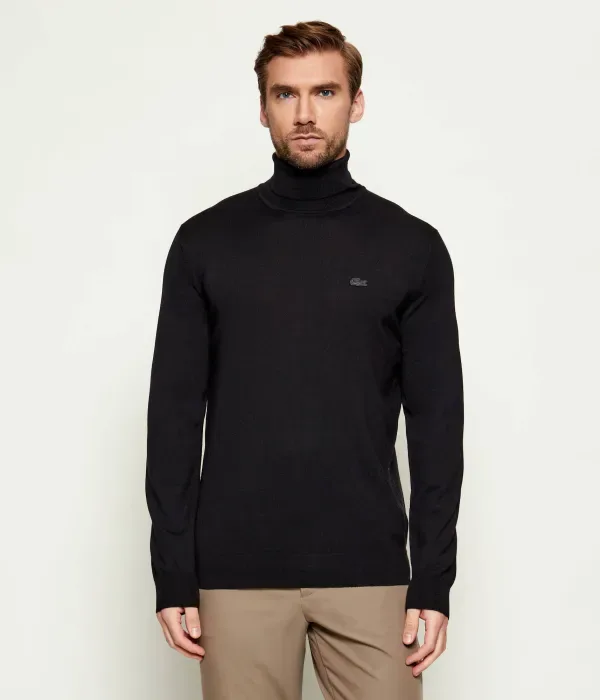 Шерстяная водолазка regular fit Lacoste, черный