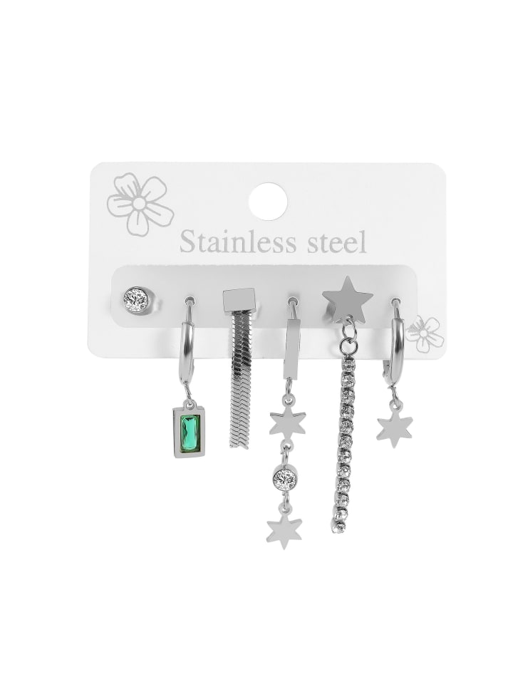 

Adeliás Женские серьги - Серьги-гвоздики из нержавеющей стали серебристого цвета