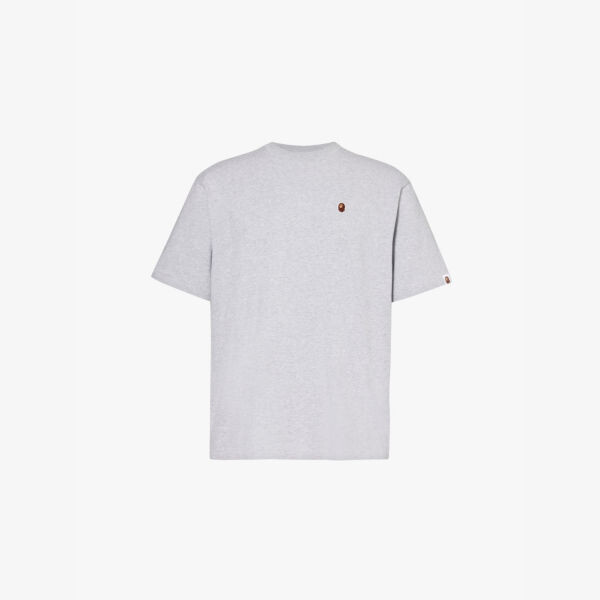 

Футболка из хлопкового джерси с аппликацией бренда Ape Head One Point A Bathing Ape, серый