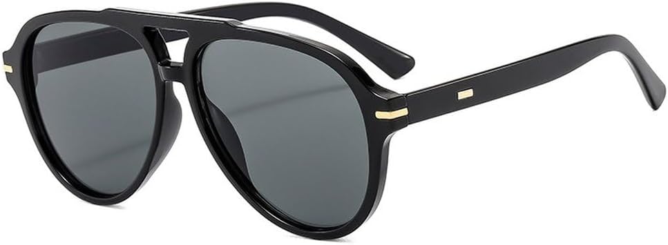 

Ретро-солнцезащитные очки-пилот с двойной перемычкой для женщин, модные градиентные очки с защитой от УФ-излучения UV400 для мужчин, трендовые солнцезащитные очки с заклепками SKFGNX, Black Gray