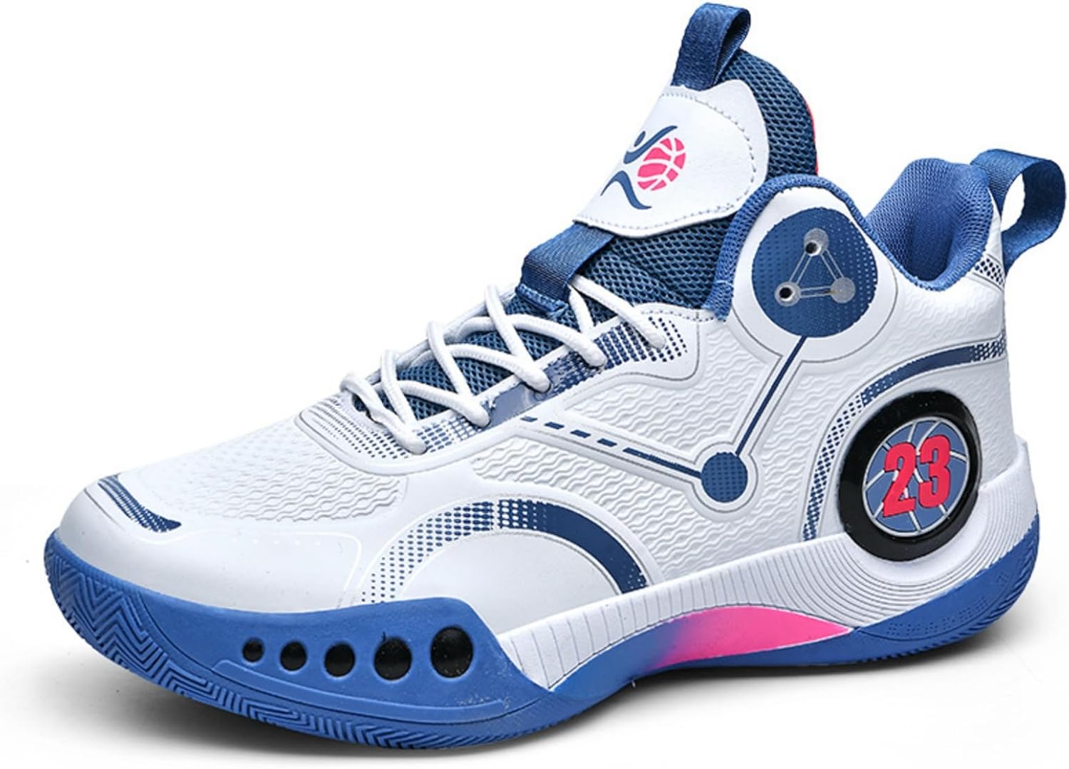 

Мужские дышащие кроссовки для баскетбола с амортизацией, шнуровкой, модные высокие кеды с противоскользящей подошвой для повседневного ношения, спортзала, тенниса и бега Boaobaihuo, синий