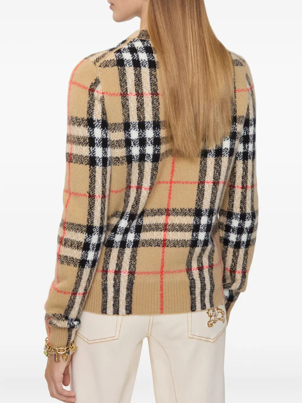 Свитер Кашемировый Burberry, клетка, нейтральный — фото 3