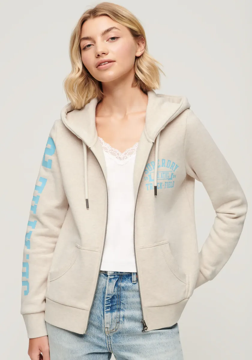 

Толстовка с капюшоном Superdry "SUPER ATHLETIC GRAPHIC ZIPHOOD", кремовый