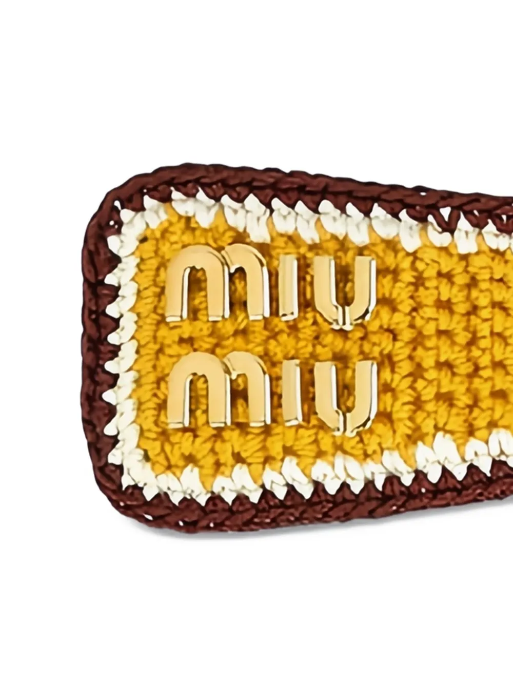 Вязаная заколка с логотипом Miu Miu, желтый — фото 2