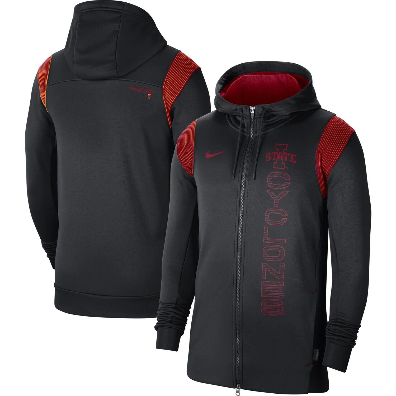 

Мужская черная толстовка с молнией во всю длину Iowa State Cyclones 2021 Sideline Performance Nike, Черный, Мужская черная толстовка с молнией во всю длину Iowa State Cyclones 2021 Sideline Performance Nike
