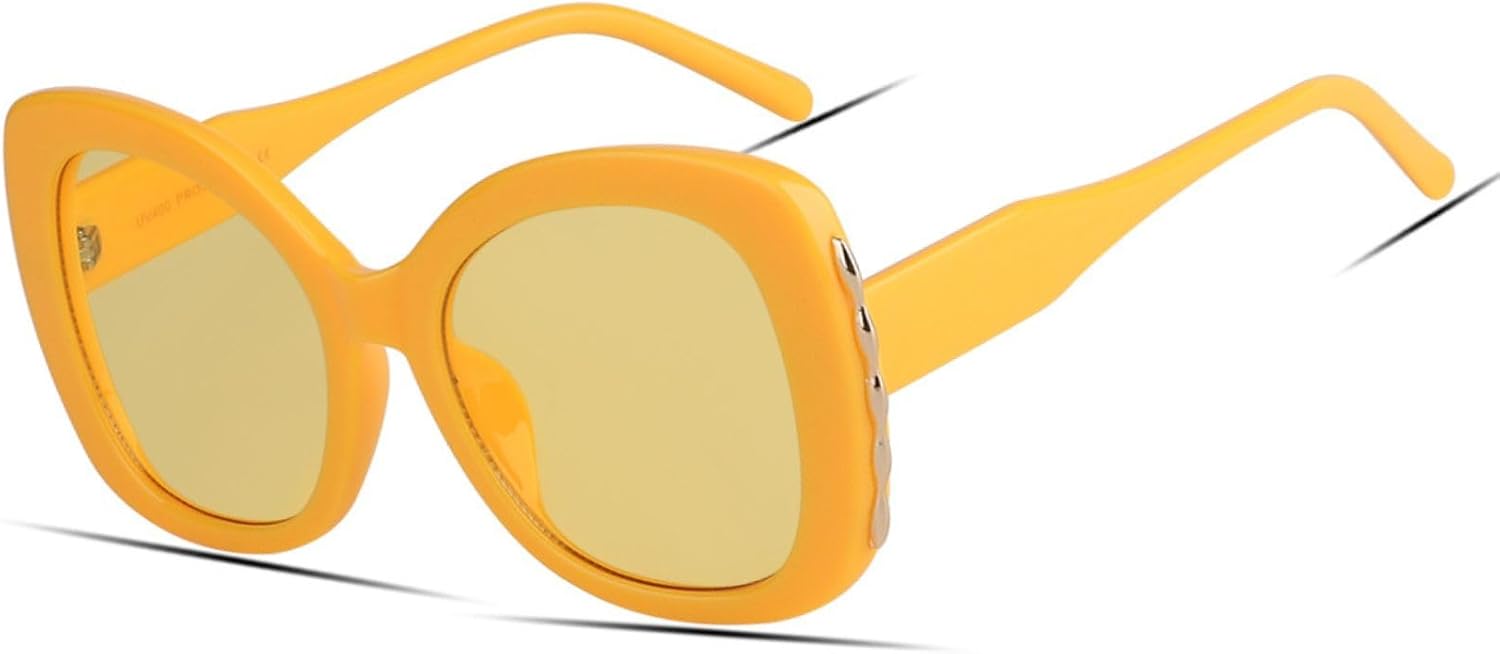 

Женские солнцезащитные очки Freckles Mark «кошачий глаз», увеличенного размера, в винтажном ретро-стиле, с яркой оправой и рисунком в виде бабочек, Yellow Frame Yellow Lenses