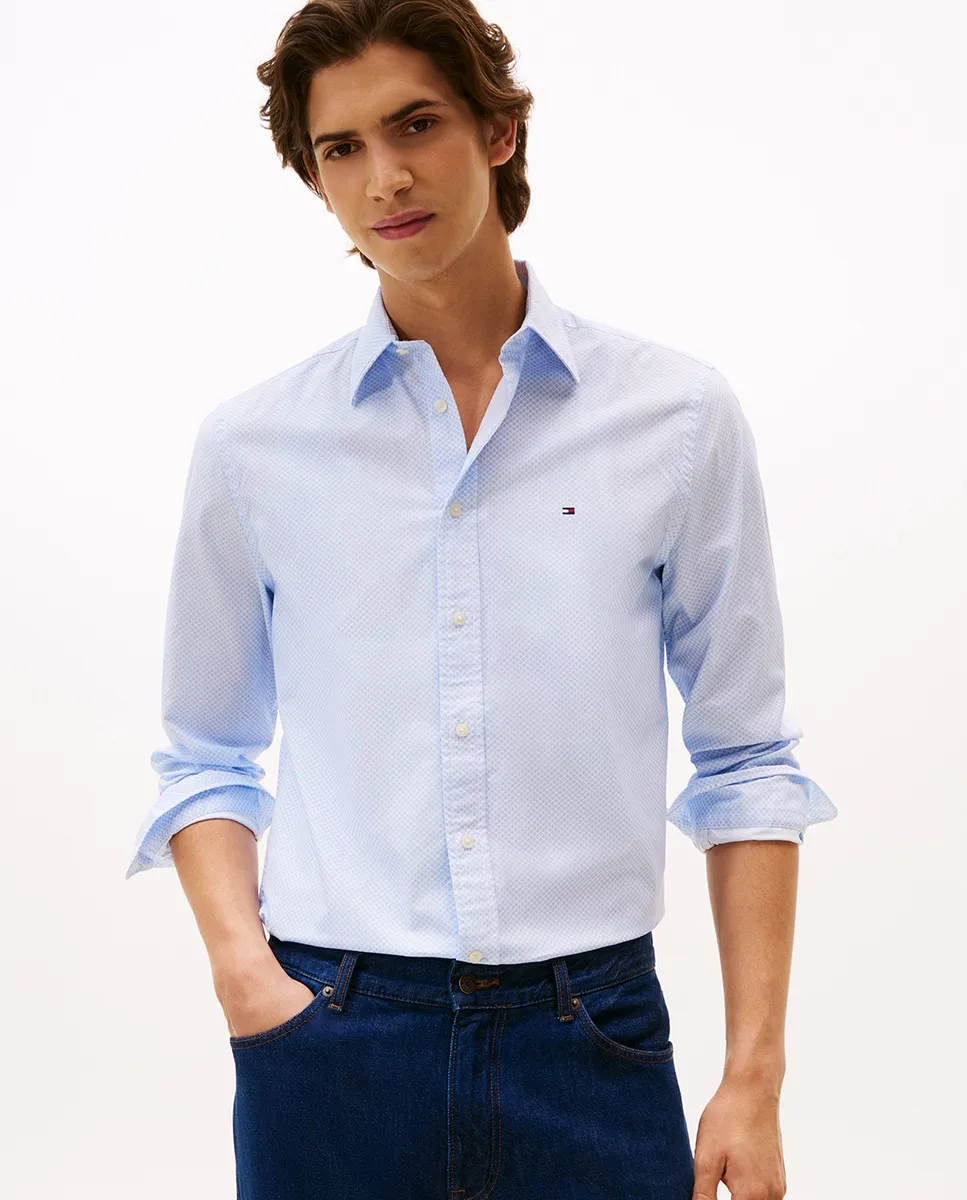 

Рубашка для мужчин с принтом из поплина Tommy Hilfiger, светло-голубой