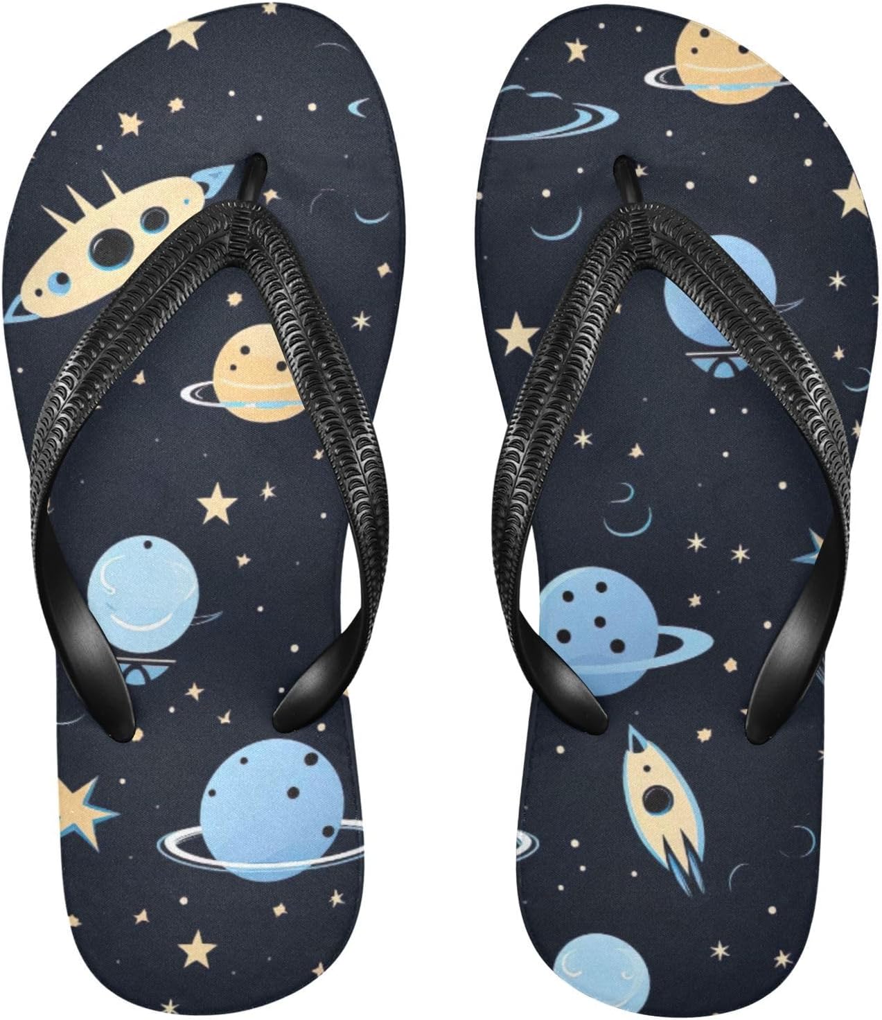 

Женские и мужские летние повседневные сандалии Space Planet Rocket Flip Flop для пляжа и душа Kfbe