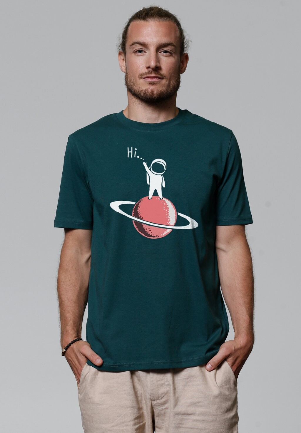 

Футболка с принтом ASTRONAUT SAYS HI watapparel, темно-зеленый