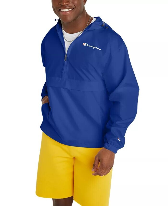 

Мужская складная водонепроницаемая куртка с капюшоном и молнией до половины Champion, синий
