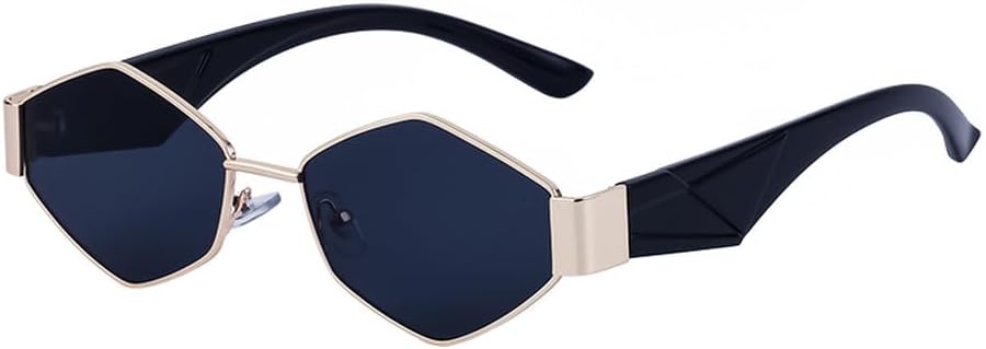 

Металлические ромбовидные солнцезащитные очки для женщин, модные солнцезащитные очки неправильной формы для мужчин, стильные многоугольные солнцезащитные очки унисекс WNCKSQ, C3 Gold Gray