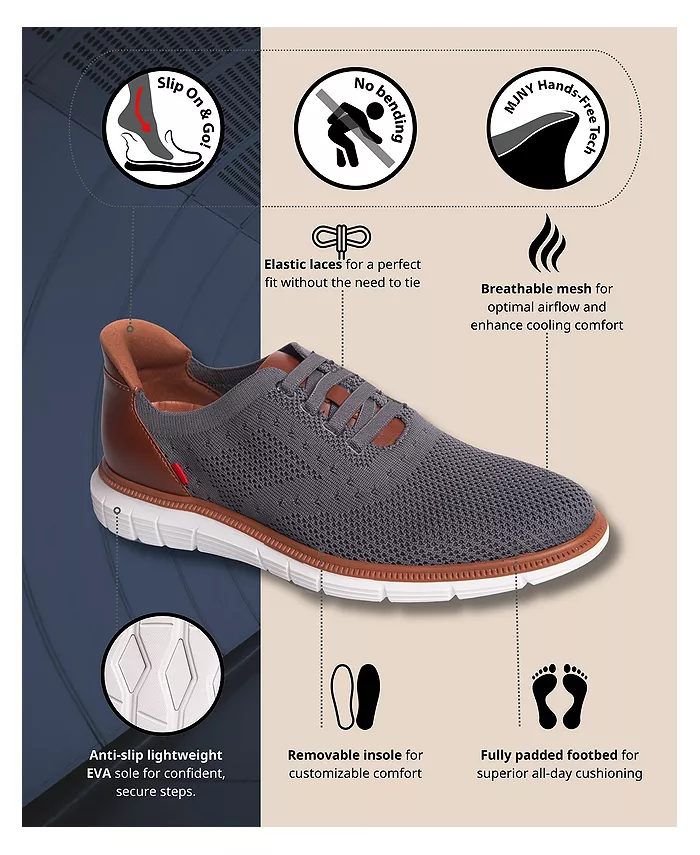 Charles Ave мужские оксфорды с технологией Hands-Free Slip On легкая сетчатая модель Marc Joseph New York, серый — фото 4