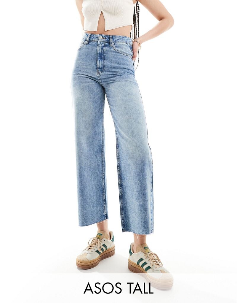 

Укороченные широкие джинсы среднего синего цвета ASOS DESIGN Tall