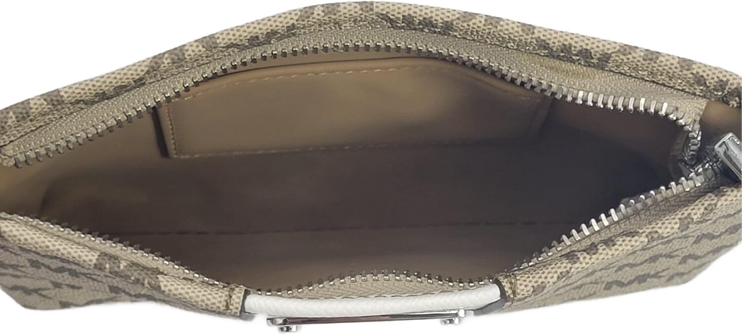

Michael Kors 29226137CG Коричневый/Хаки-коричневый/Белый дизайн логотипа с серебряной фурнитурой Женская регулируемая поясная сумка (S/M)