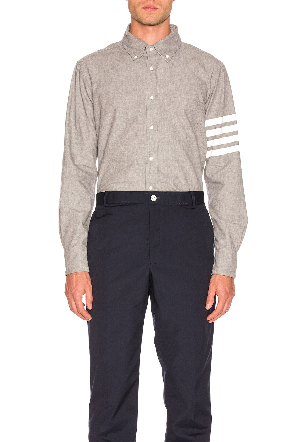 

Рубашка 4 Bar из шамбре Thom Browne, цвет Medium Grey