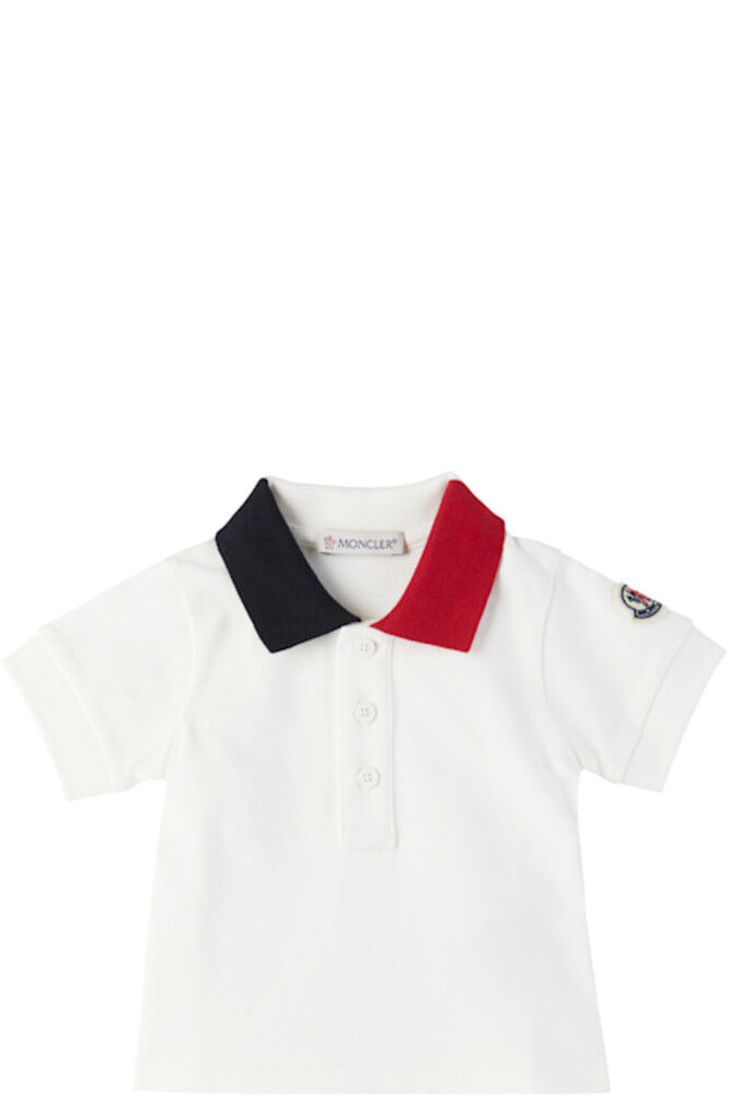 

Поло с нашивкой-логотипом Baby White Moncler Enfant
