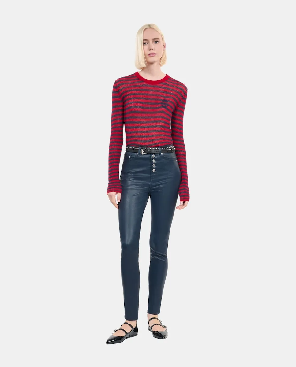 

Женские узкие джинсы с эффектом кожи The Kooples, синий