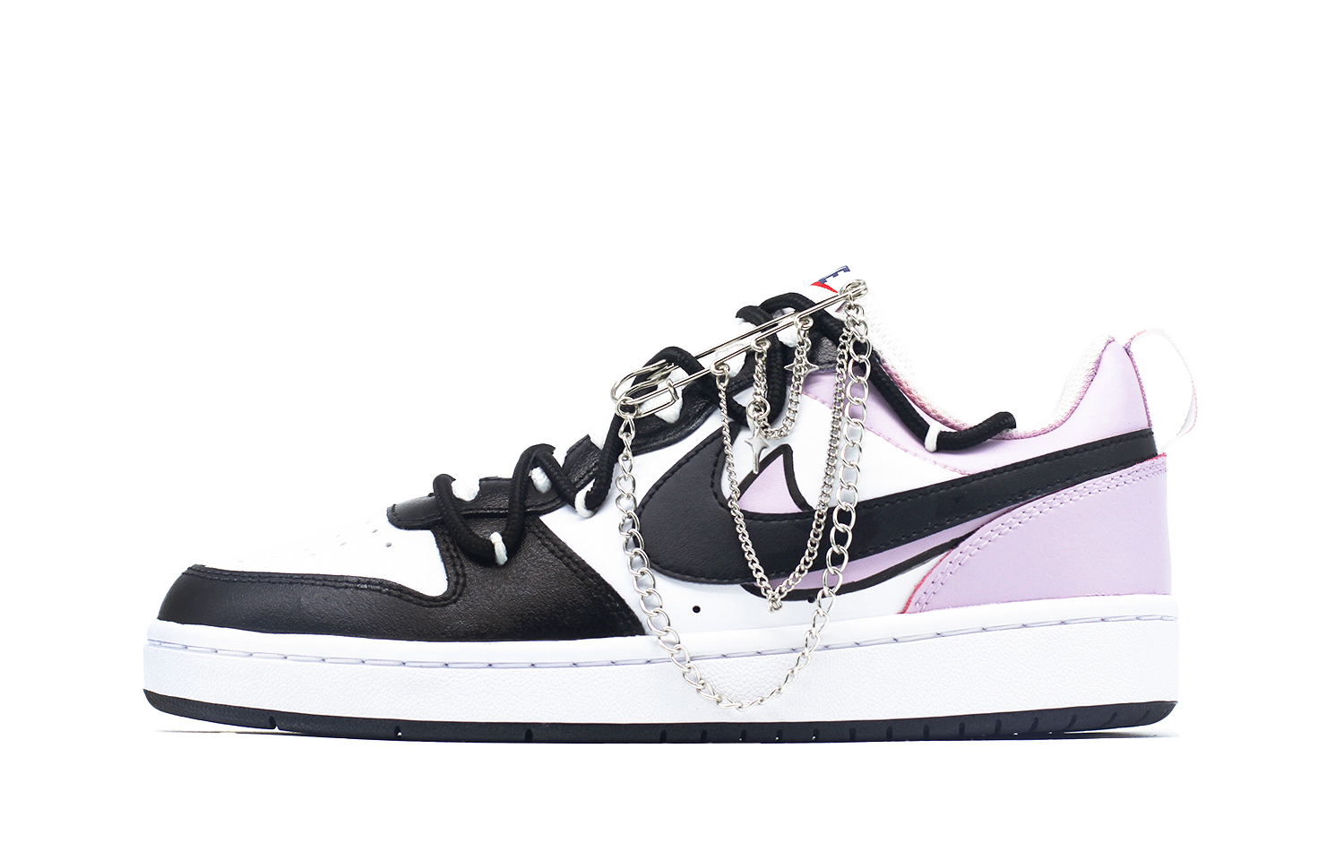 

Кроссовки Nike Court Borough Skateboarding Shoes Women's Low-top White/black/purple, белый/черный