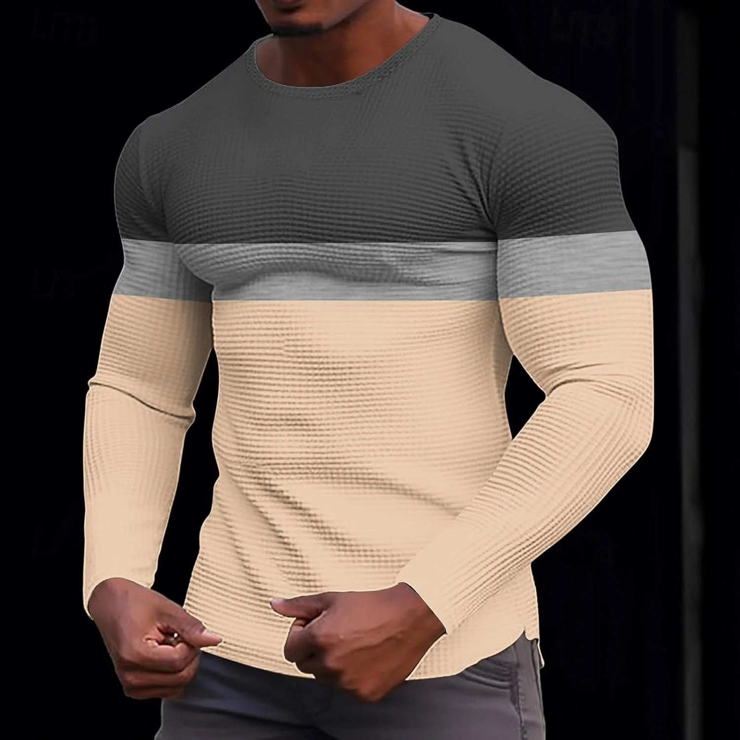 Мужская рубашка с длинным рукавом Casual Loose Fit Color Block — фото 2