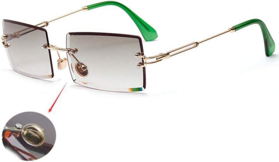 

Женские солнцезащитные очки без оправы, маленькие прямоугольные солнцезащитные очки для женщин, модный стиль, защита от ультрафиолета UV400, черные, серые, розовые WNCKSQ, C3gradient Green