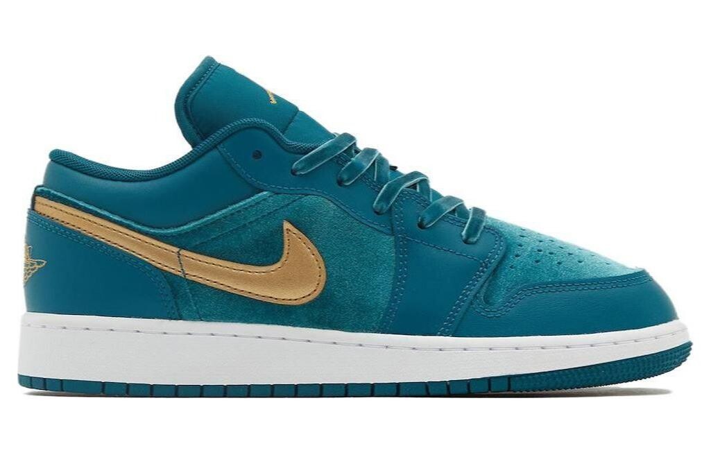 Кроссовки Jordan 1 Low SE Geode Teal Metallic Gold GS, золотой — фото 2